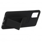 Samsung Galaxy A51 (A515F) „Finger Grip“ Kickstand cieta silikona (TPU) melns apvalks