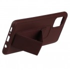 Samsung Galaxy A51 (A515F) „Finger Grip“ Kickstand cieta silikona (TPU) brūns apvalks