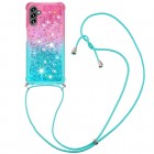 Samsung Galaxy A54 5G "Yibo" Shine Strap cietā silikona (TPU) vāciņš - rozs/zils