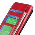 Samsung Galaxy A54 (SM-A546B) atvēramais ādas sarkans maciņš (maks)
