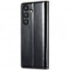 Samsung Galaxy A55 5G (SM-A556) CaseMe Leather solīds atvēramais ādas melns maciņš - maks
