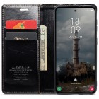 Samsung Galaxy A55 5G (SM-A556) CaseMe Leather solīds atvēramais ādas melns maciņš - maks