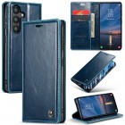 Samsung Galaxy A55 5G (SM-A556) CaseMe Leather solīds atvēramais ādas zils maciņš - maks