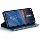 Samsung Galaxy A55 5G (SM-A556) CaseMe Leather solīds atvēramais ādas zils maciņš - maks