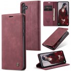 Samsung Galaxy A55 5G (SM-A556) CaseMe Retro solīds atvēramais ādas bordo maciņš - maks