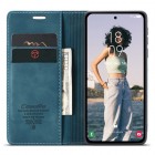 Samsung Galaxy A55 5G (SM-A556) CaseMe Retro solīds atvēramais ādas zaļš maciņš - maks