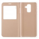 Samsung Galaxy A6+ 2018 (A605F) zelta atvēramais maciņš ar lodziņu