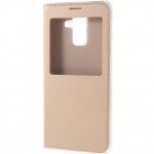 Samsung Galaxy A6+ 2018 (A605F) zelta atvēramais maciņš ar lodziņu