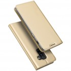 Samsung Galaxy A6+ 2018 „Dux Ducis“ Skin sērijas zelta ādas atvērams maciņš