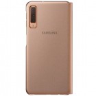 Samsung Galaxy A7 2018 (A750) oficiāls Wallet Cover atvērams zelta ādas maciņš (maks)