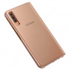 Samsung Galaxy A7 2018 (A750) oficiāls Wallet Cover atvērams zelta ādas maciņš (maks)