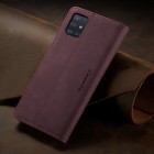 Samsung Galaxy A71 (A715) CaseMe Retro solīds atvēramais ādas bordo maciņš - maks