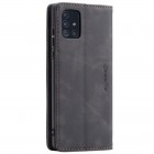 Samsung Galaxy A71 (A715) CaseMe Retro solīds atvēramais ādas melns maciņš - maks