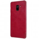 Greznais „Nillkin“ Qin sērijas ādas atvērams sarkans Samsung Galaxy A8 2018 (A530F) maciņš