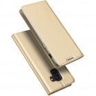 Samsung Galaxy A8 2018 (A530F) „Dux Ducis“ Skin sērijas zelta ādas atvērams maciņš