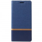 Samsung Galaxy A9 2018 (A9 Star Pro) „Cross“ Texture Leather sērijas zils ādas atvērams maciņš