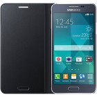 Samsung Galaxy Alpha G850 oficiāls Flip Cover atvērams melns ādas futrālis