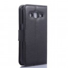 Samsung Galaxy Core Prime (G360) atvēramais melns ādas Litchi maciņš