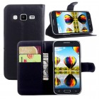 Samsung Galaxy Core Prime (G360) atvēramais melns ādas Litchi maciņš
