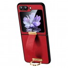 „Sulada“ Leather Kickstand Samsung Galaxy Flip5 5G (SM-F731B) sarkans ādas apvalks