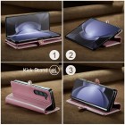 Samsung Galaxy Fold5 5G (SM-F946B) „CaseMe“ Leather solīds atvēramais ādas rozs maciņš - maks