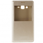 Samsung Galaxy Grand Prime (G530) zelta atvēramais Smart Window ādas maciņš