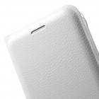 Samsung Galaxy J1 2016 (J120) balts atvēramais Smart Wallet ādas maciņš - maks