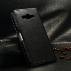 Samsung Galaxy J1 Ace (J110) atvēramais ādas melns maciņš (maks)