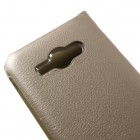Samsung Galaxy J1 Ace (J110) zelta atvēramais Smart Wallet ādas maciņš - maks