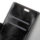 Samsung Galaxy J1 mini (J105) atvēramais ādas melns maciņš (maks)