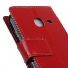 Samsung Galaxy J1 mini (J105) atvēramais ādas sarkans maciņš (maks)