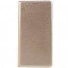 Samsung Galaxy J3 2016 (J320) zelta atvēramais Smart Wallet ādas maciņš - maks