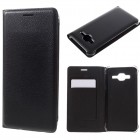 Samsung Galaxy J3 2016 (J320) melns atvēramais Smart Wallet ādas maciņš - maks