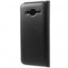 Samsung Galaxy J3 2016 (J320) melns atvēramais Smart Wallet ādas maciņš - maks