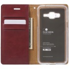 Mercury Blue Moon Samsung Galaxy J3 2016 (J310) atvērams bordo ādas maciņš