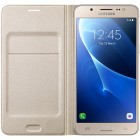 Samsung Galaxy J5 2016 (J510) oficiāls Flip Wallet Cover atvērams zelta ādas maciņš (maks)