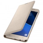 Samsung Galaxy J5 2016 (J510) oficiāls Flip Wallet Cover atvērams zelta ādas maciņš (maks)