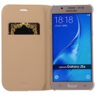 Samsung Galaxy J5 2016 (J510) zelta atvēramais Smart Wallet ādas maciņš - maks