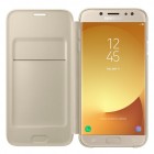 Samsung Galaxy J7 2017 (J730) oficiāls Wallet Cover atvērams zelta ādas maciņš (maks)