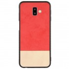 Samsung Galaxy J6+ 2018 (J610F) „Bi-Color“ Splicing sarkans, smilšains ādas apvalks