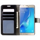 Samsung Galaxy J7 2016 (J710) atvēramais ādas melns maciņš (maks)