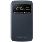 Samsung Galaxy Mega 6.3 (GT-I9200, GT-I9205) oficiāls S View Cover atvērams melns ādas maciņš