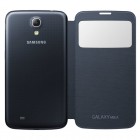 Samsung Galaxy Mega 6.3 (GT-I9200, GT-I9205) oficiāls S View Cover atvērams melns ādas maciņš