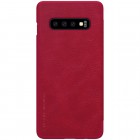 Greznais „Nillkin“ Qin sērijas ādas atvērams sarkans Samsung Galaxy S10+ (G975) maciņš