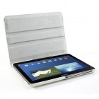 Samsung Galaxy Note 10.1 2014 P600 (P605) atvēramais balts ādas futrālis, grozās 360° grādu apjomā
