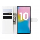 Samsung Galaxy Note 10+ (N975F) atvēramais balts ādas Litchi maciņš (maks)