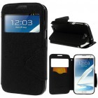 Samsung Galaxy Note 2 (N7100) melns atvēramais Roar ādas maciņš