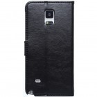 Samsung Galaxy Note 4 (N910) atvēramais melns ādas Litchi futrālis - maciņš