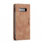 Samsung Galaxy S10e CaseMe Retro solīds atvēramais ādas gaiši brūns maciņš - maks