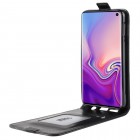 Samsung Galaxy S10e (G970) klasisks ādas vertikāli atvēramais melns maciņš